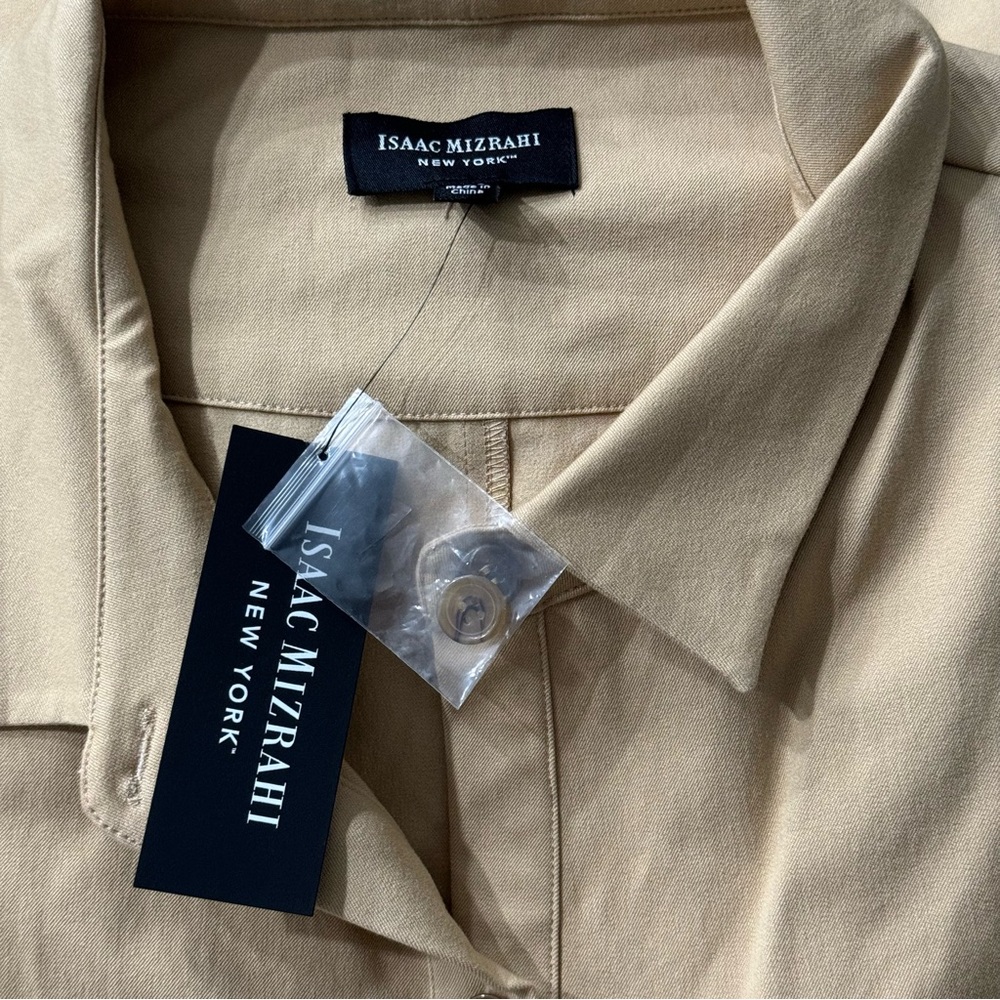 Isaac Mizrahi Preppy Utility Safari Tie Belt Mini Shirtdress NWT XXL Khaki - Picture 8 of 8